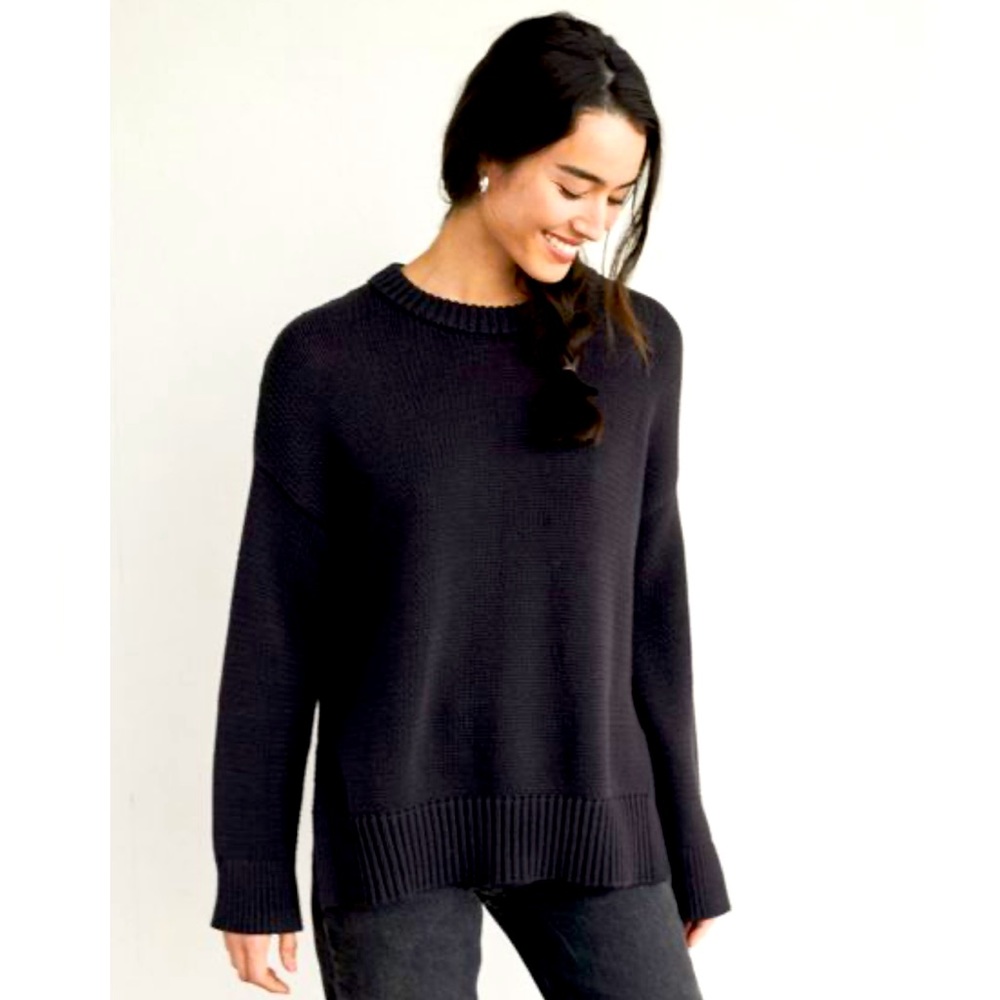 Jenni Kayne Cotton Boyfriend Sweater Black Size L